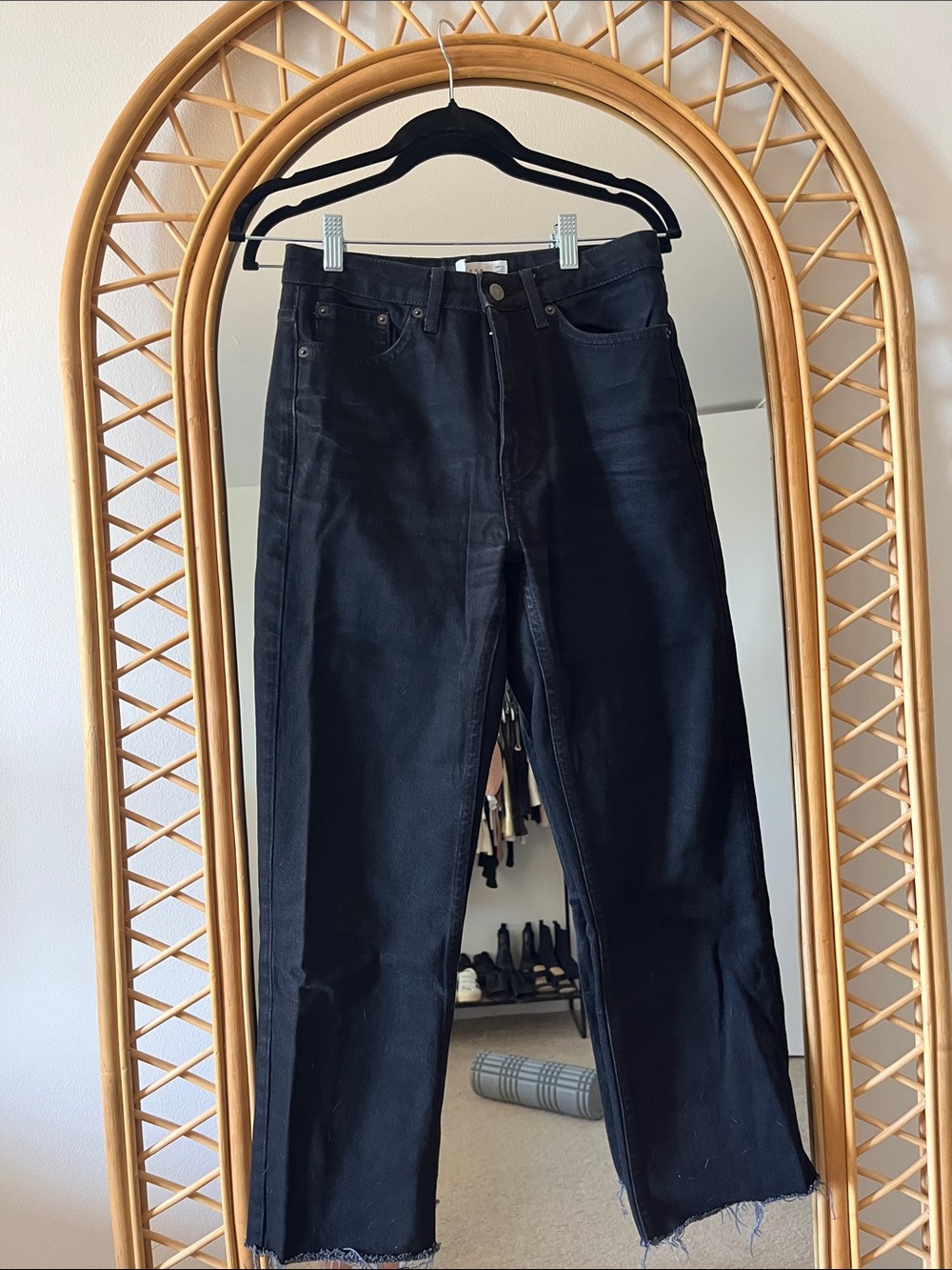 Topshop Black High-Rise Straight Jeans